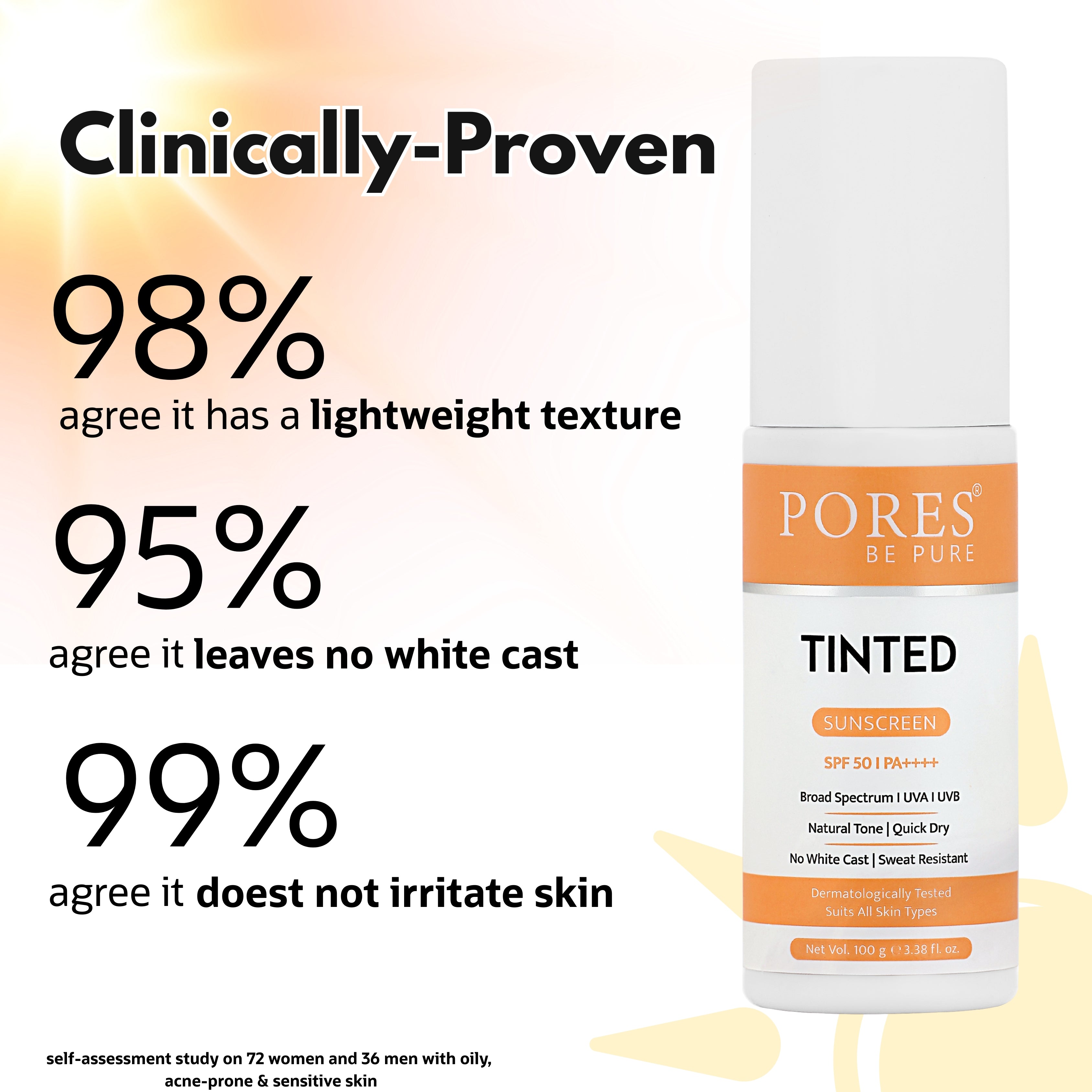 Tinted Sunscreen With SPF 50 PA++++ | Natural Tone Tinted, No White Cast, UVA/B Protection  (100 g)
