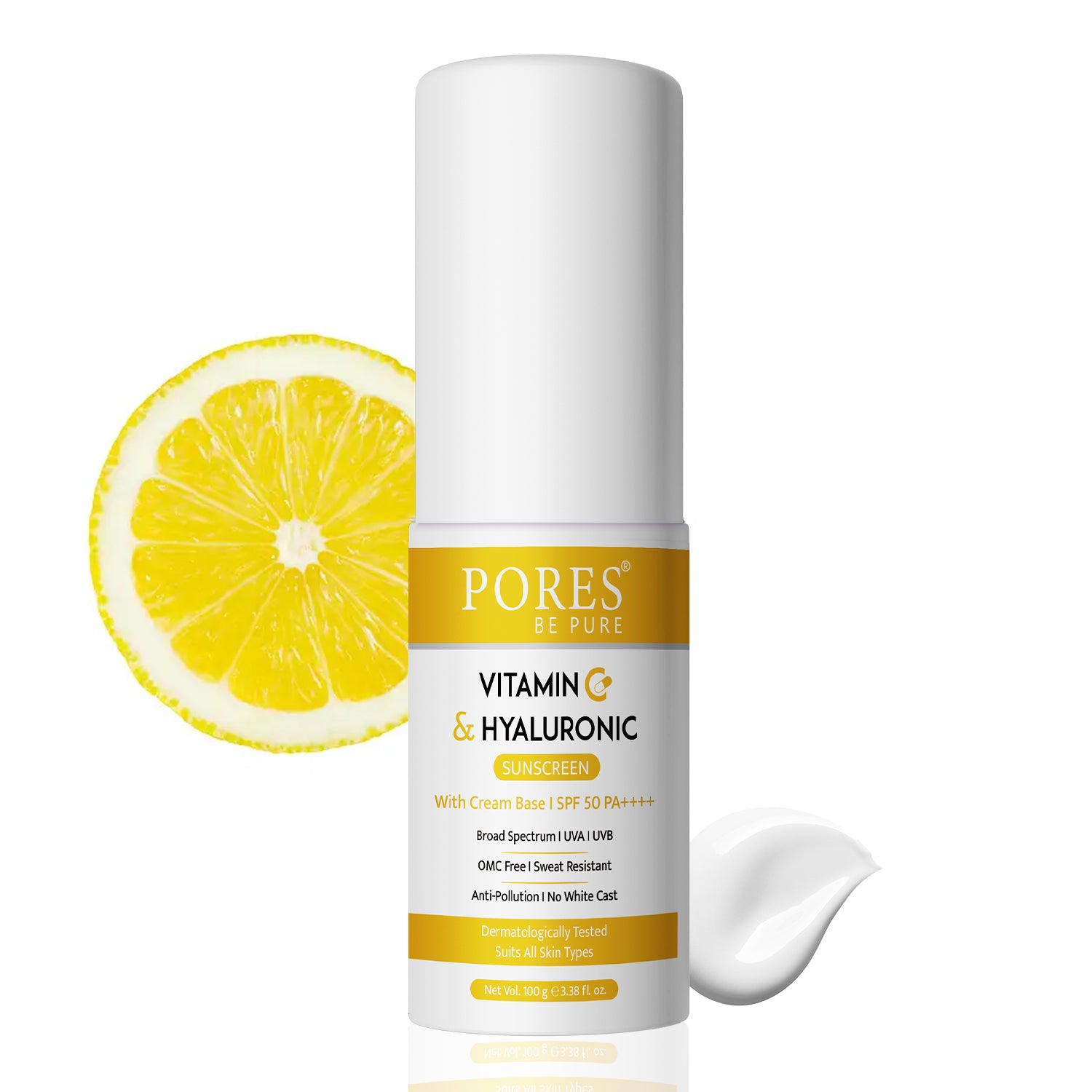 Vitamin C & Hyaluronic Cream Base Hybrid Sunscreen With SPF 50, PA++++ | 100 G