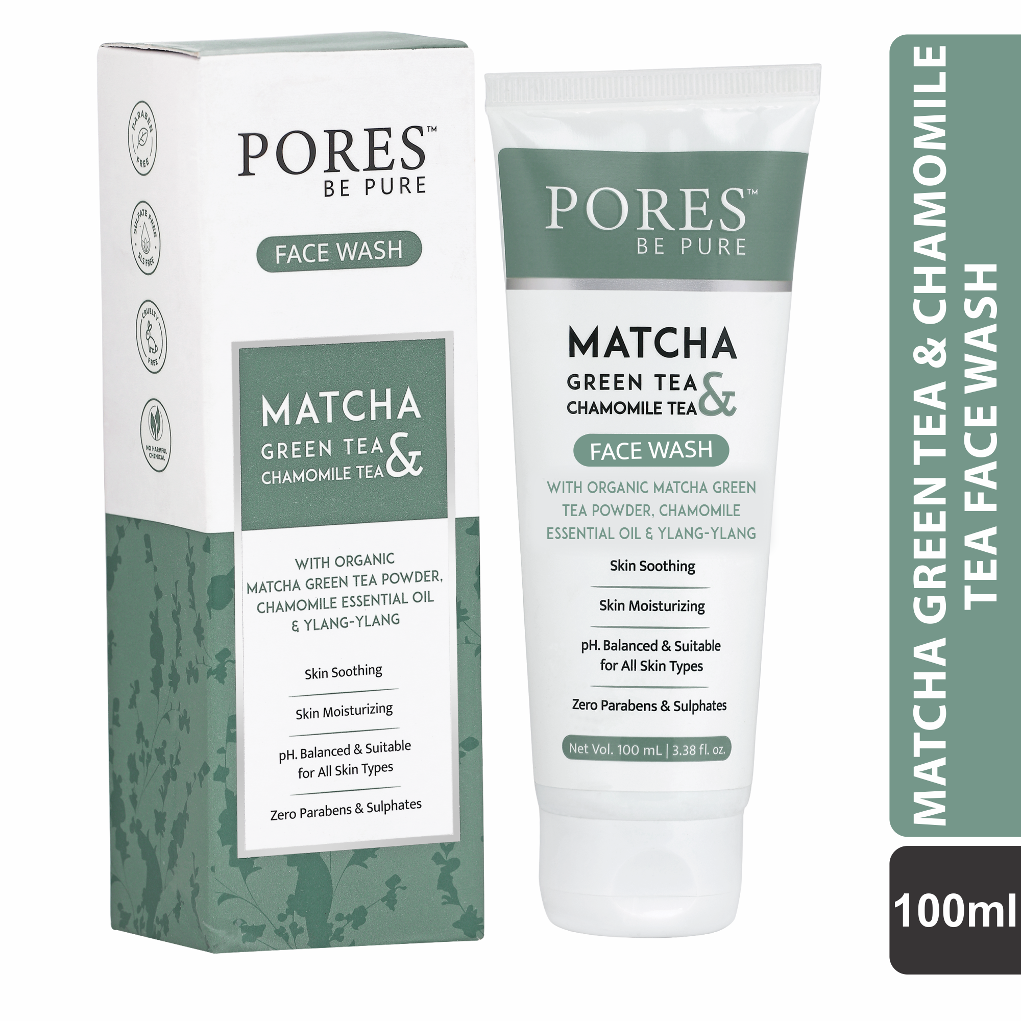Green Tea & Chamomile Face Wash - With Ylang-Ylang - 100 mL
