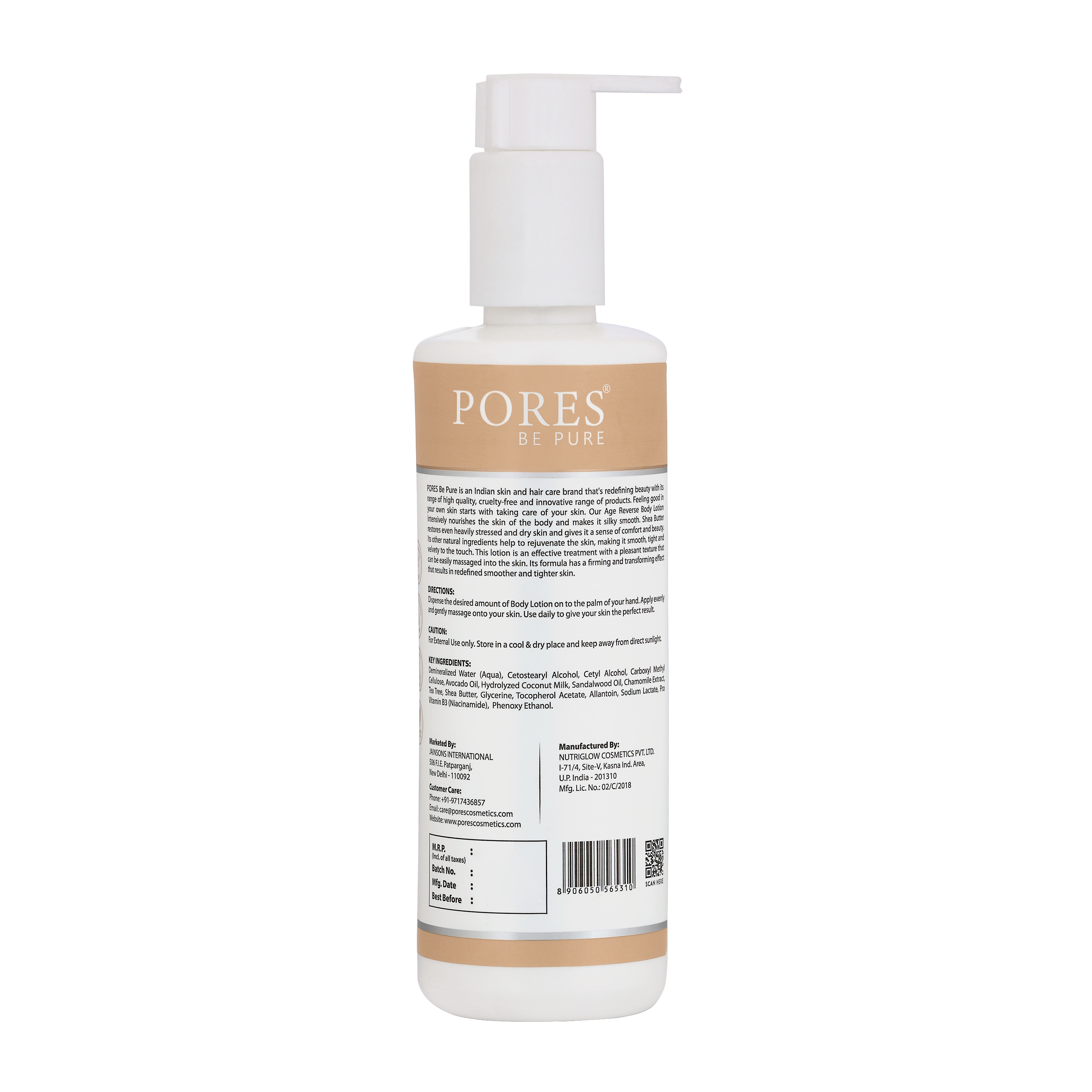 Age Reverse Face & Body Lotion – With Avocado, Coconut Milk & Shea Butter – 250mL