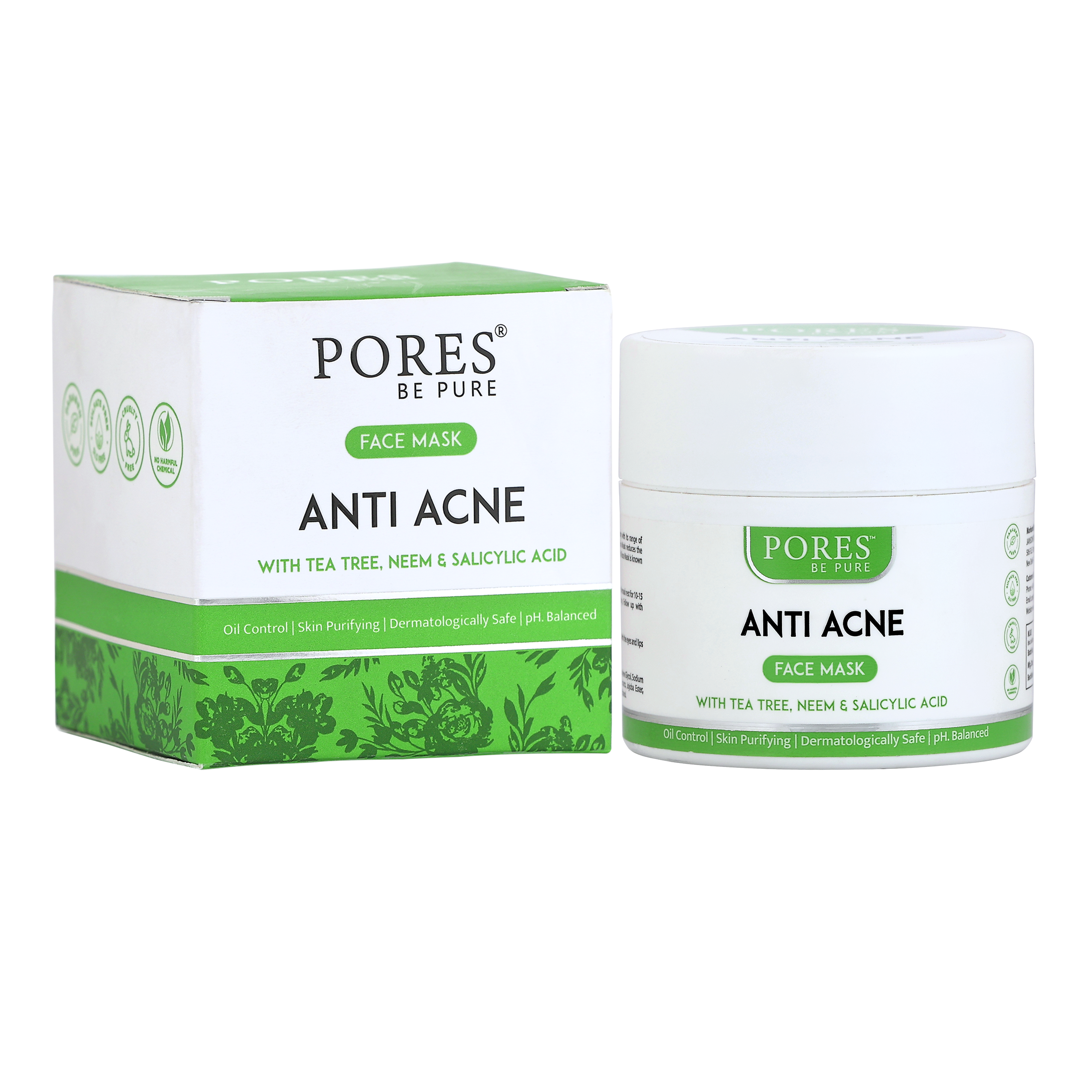 Anti Acne Face Mask – With Tea Tree, Neem & Salicylic Acid - 100 G