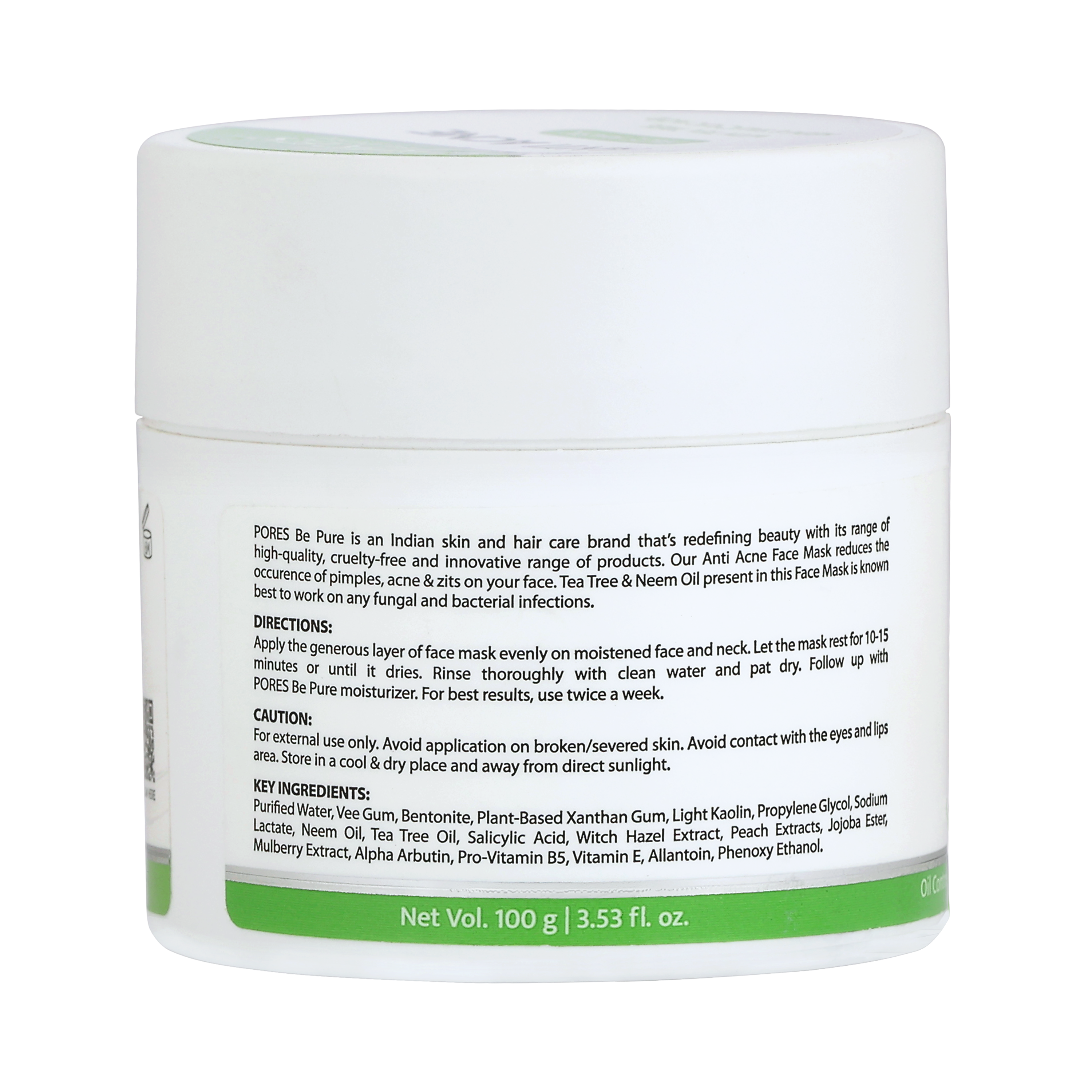 Anti Acne Face Mask – With Tea Tree, Neem & Salicylic Acid - 100 G