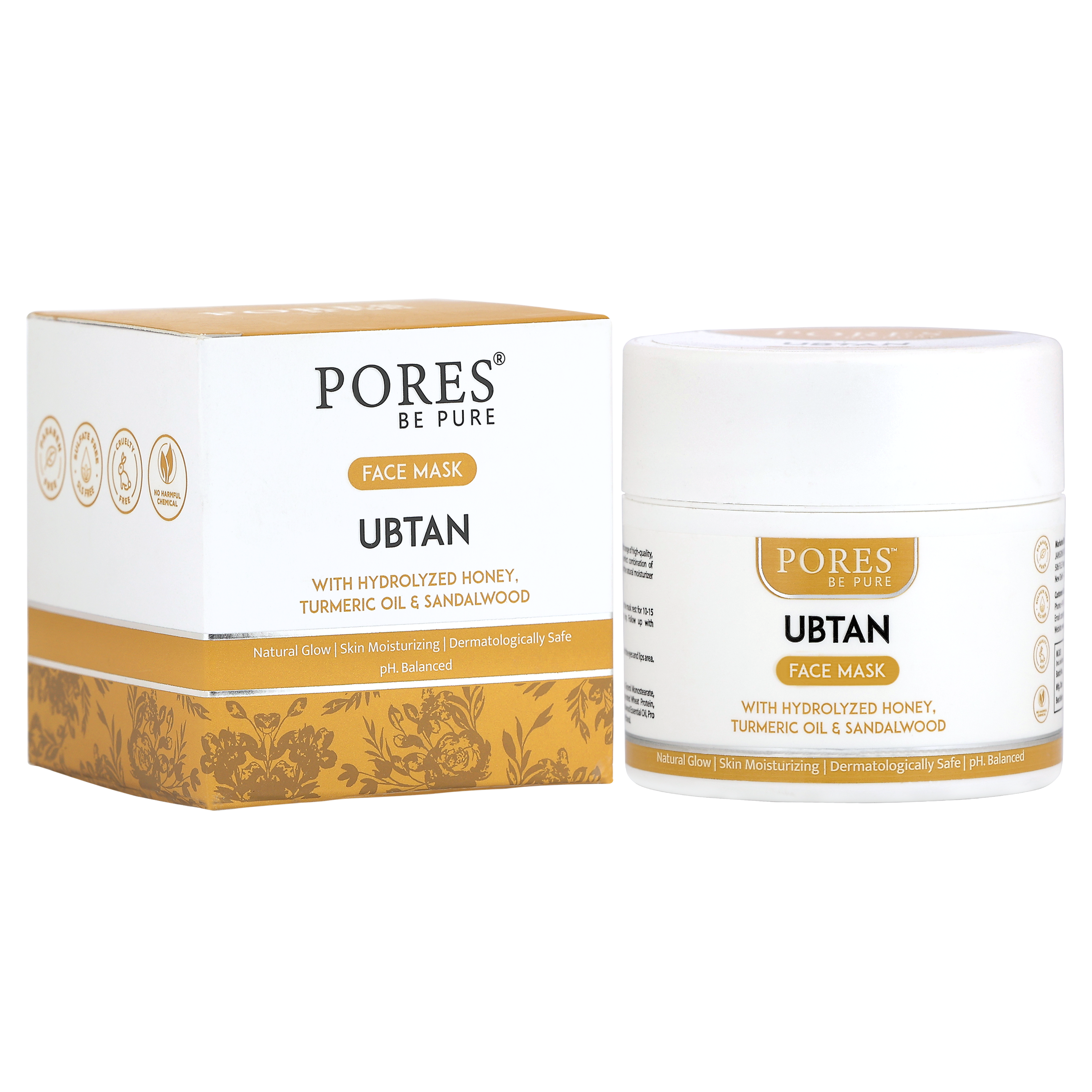 UBTAN FACE MASK - With Hydrolyzed Honey, Turmeric Oil & Sandalwood - 100 G