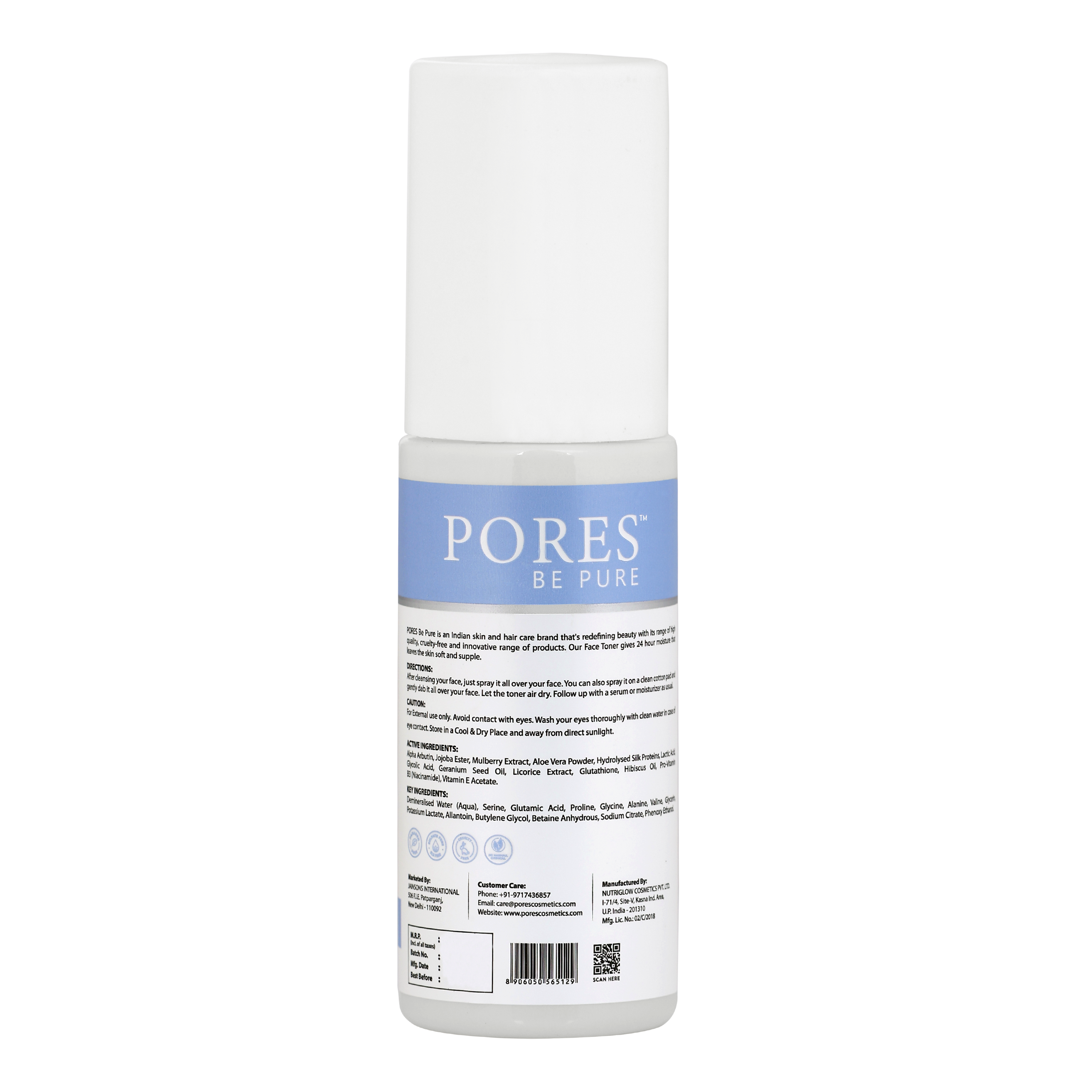 Skin Brightening Toner -  With Alpha Arbutin, Lactic Acid & Glutathione - 100mL