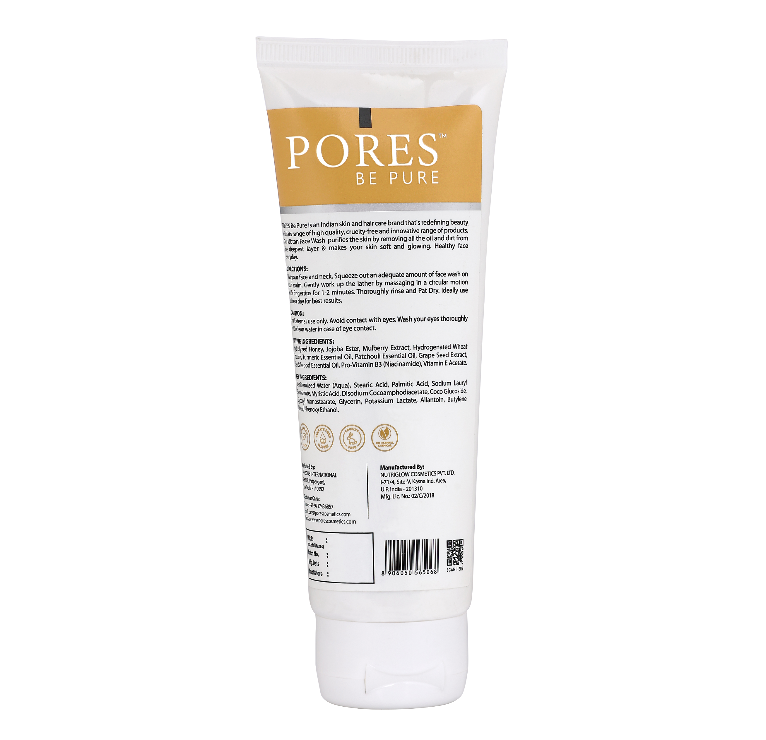 Ubtan Face Wash - With Hydrolyzed Honey, Turmeric & Sandalwood - 100 G