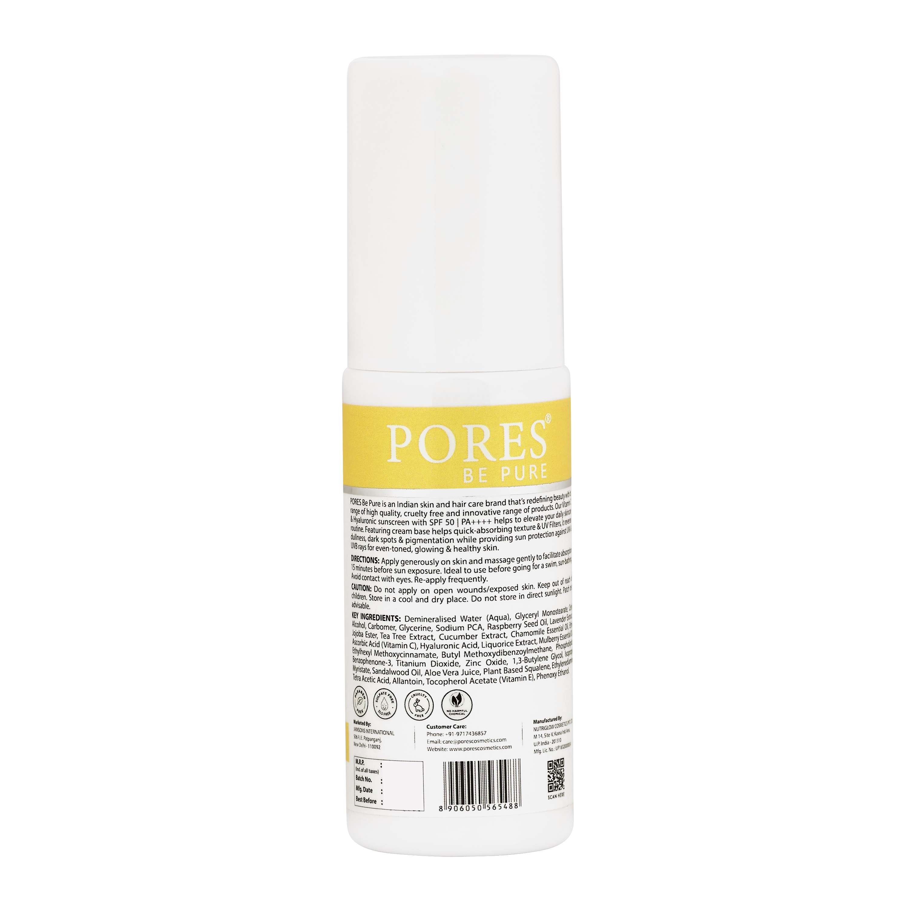 Vitamin C & Hyaluronic Cream Base Hybrid Sunscreen With SPF 50, PA++++ | 100 G