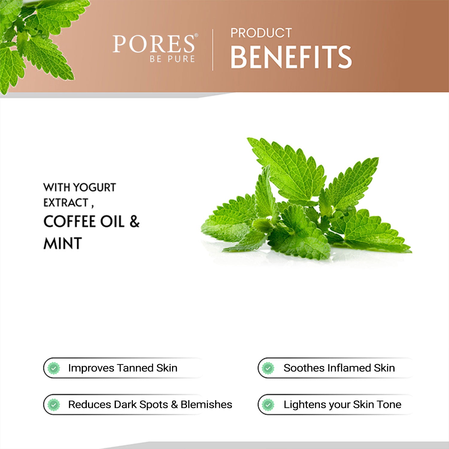 PORES BE PURE Face Mask with yogurt, coffee oil & mint Benefits