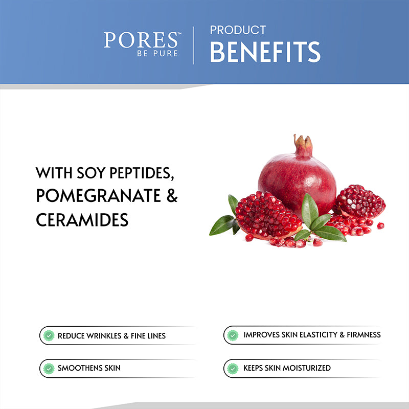Soy Peptides, Pomegranate & Ceramides benefits with PORES BE PURE