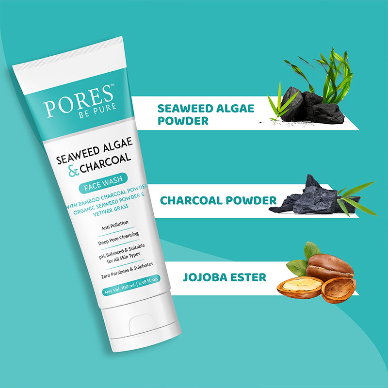 Face Wash with Seaweed Algae powder + Charcoal powder + jojoba ester