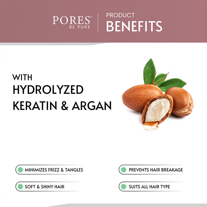 Hydrolyzed Keratin & Argan benefits with PORES BE PURE