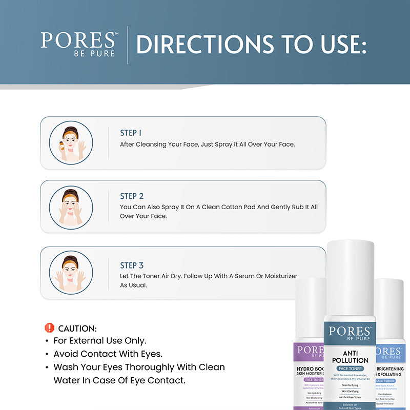 Directions to use Face toner by PORES BE PURE
