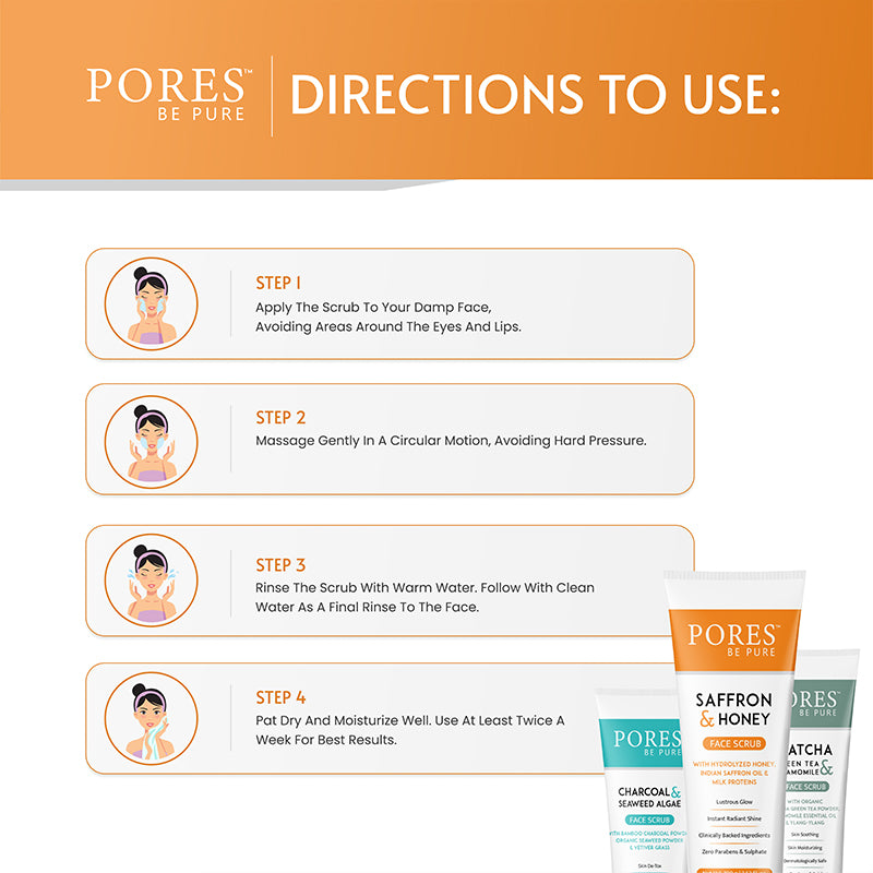 Directions to use Face scrub by PORES BE PURE