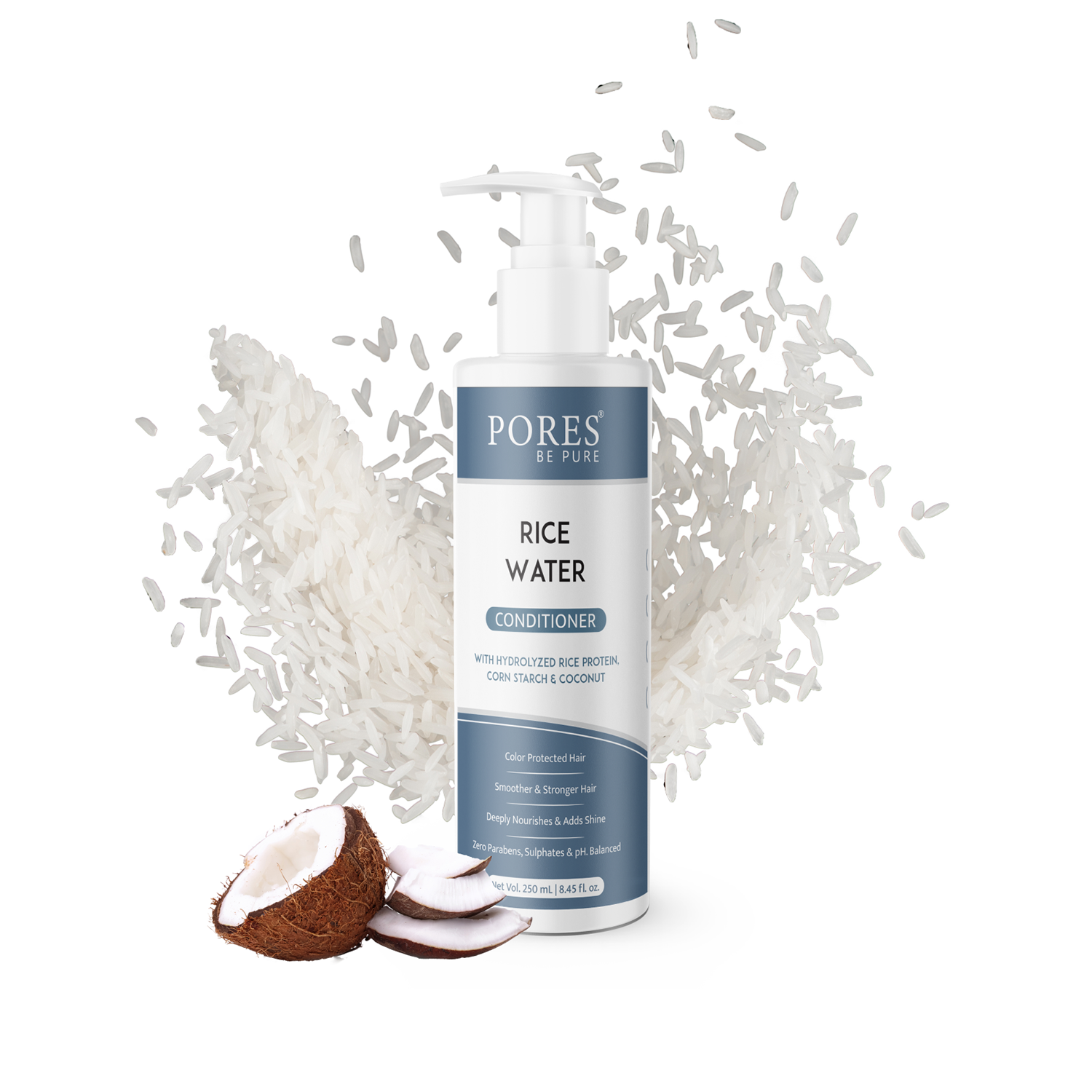 RICE WATER CONDITIONER - With Hydrolyzed Rice Protein, Corn Starch & Coconut - 250 mL