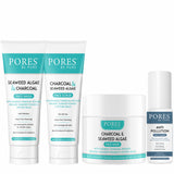 Seaweed Algae and Charcoal Face Wash + Face Scrub + Face Mask + Anti Pollution Face toner by PORES BE PURE