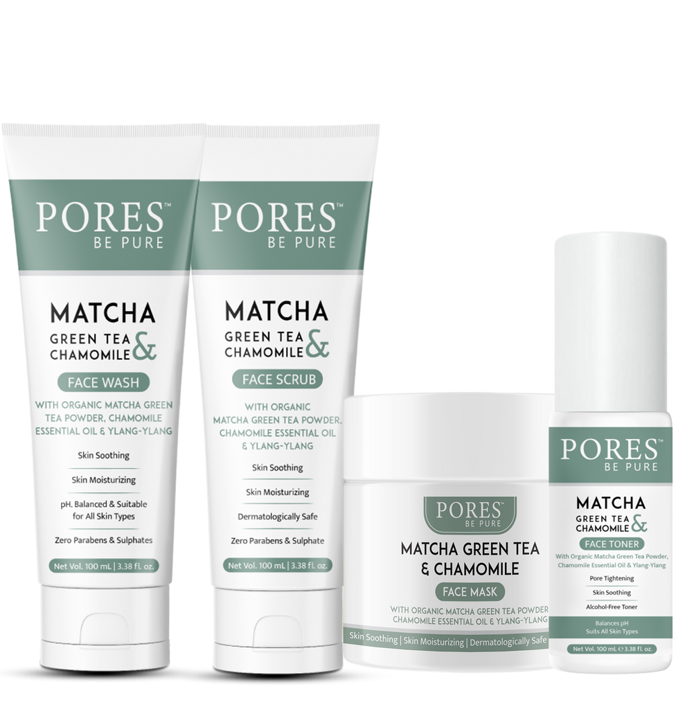 Skin Soothing Combo (Green Tea Face Wash, Scrub, Mask, Toner) PORES