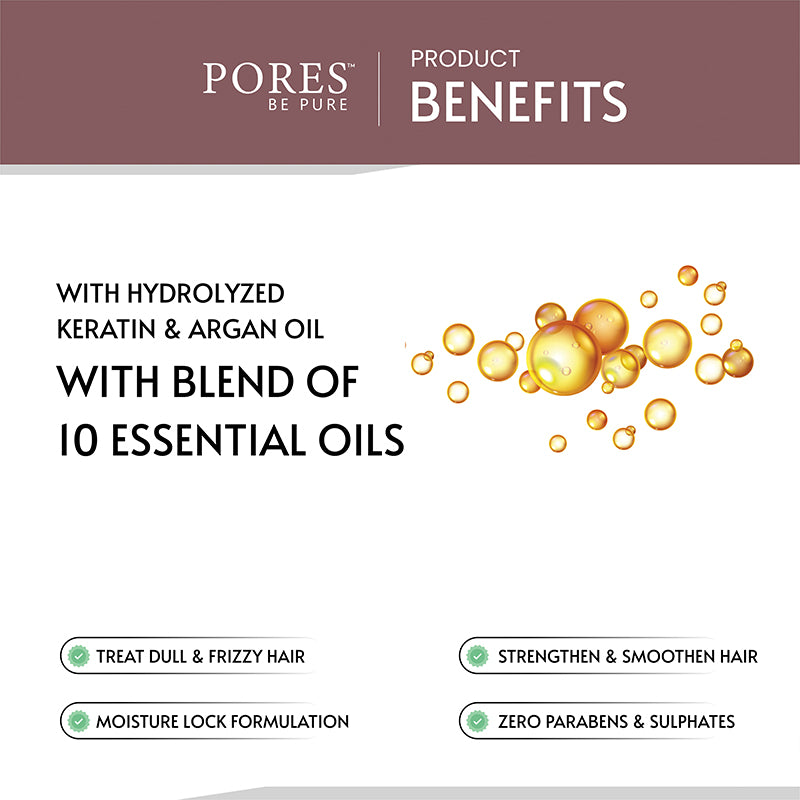 Hydrolyzed Keratin & Argan oil with blend of Essential oils benefits with PORES BE PURE