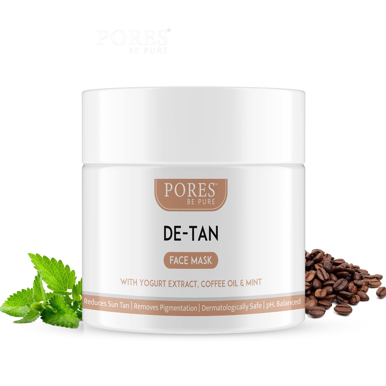 DE-TAN FACE MASK - With Yogurt Extract, Coffee Oil & Mint - 100 G