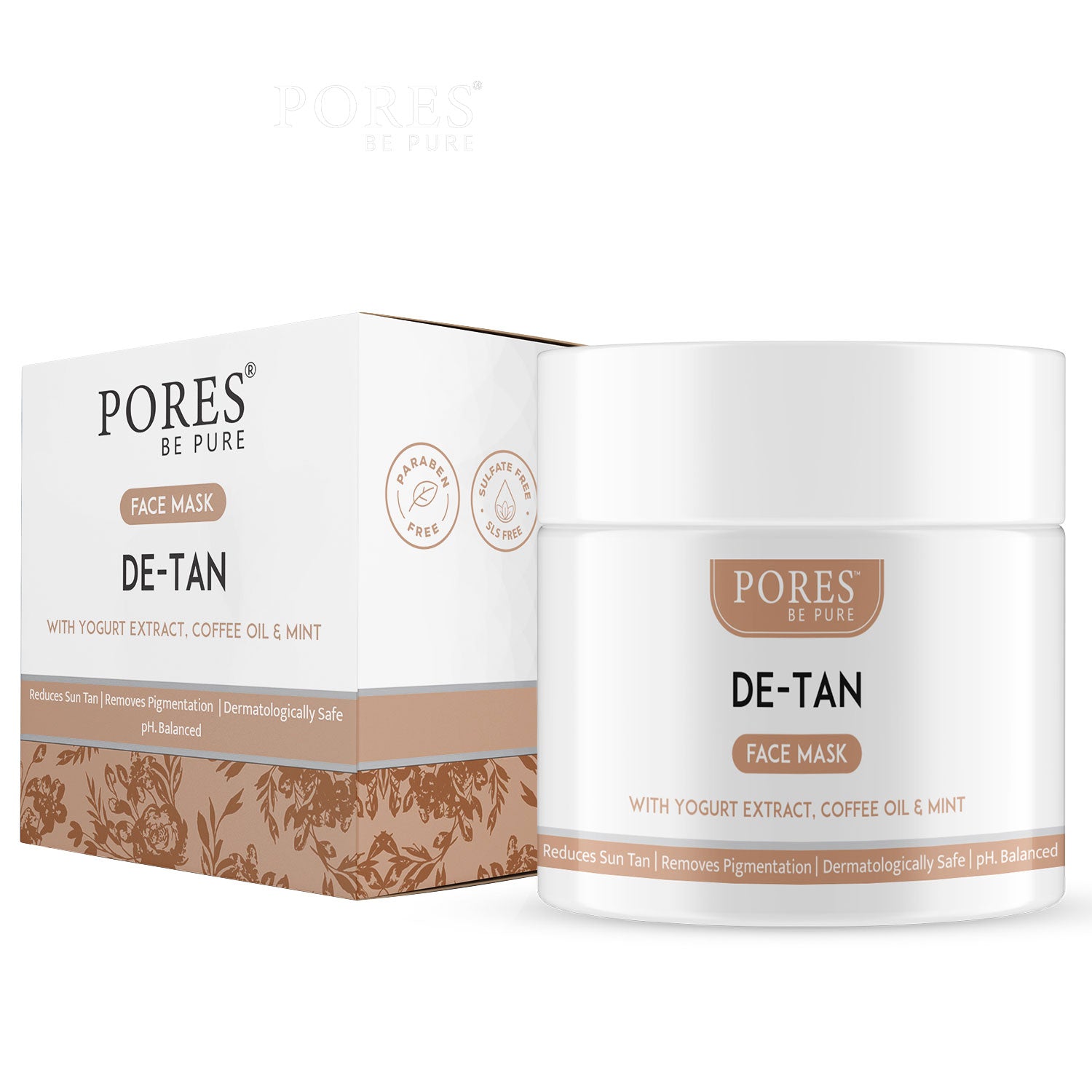 DE-TAN FACE MASK - With Yogurt Extract, Coffee Oil & Mint - 100 G